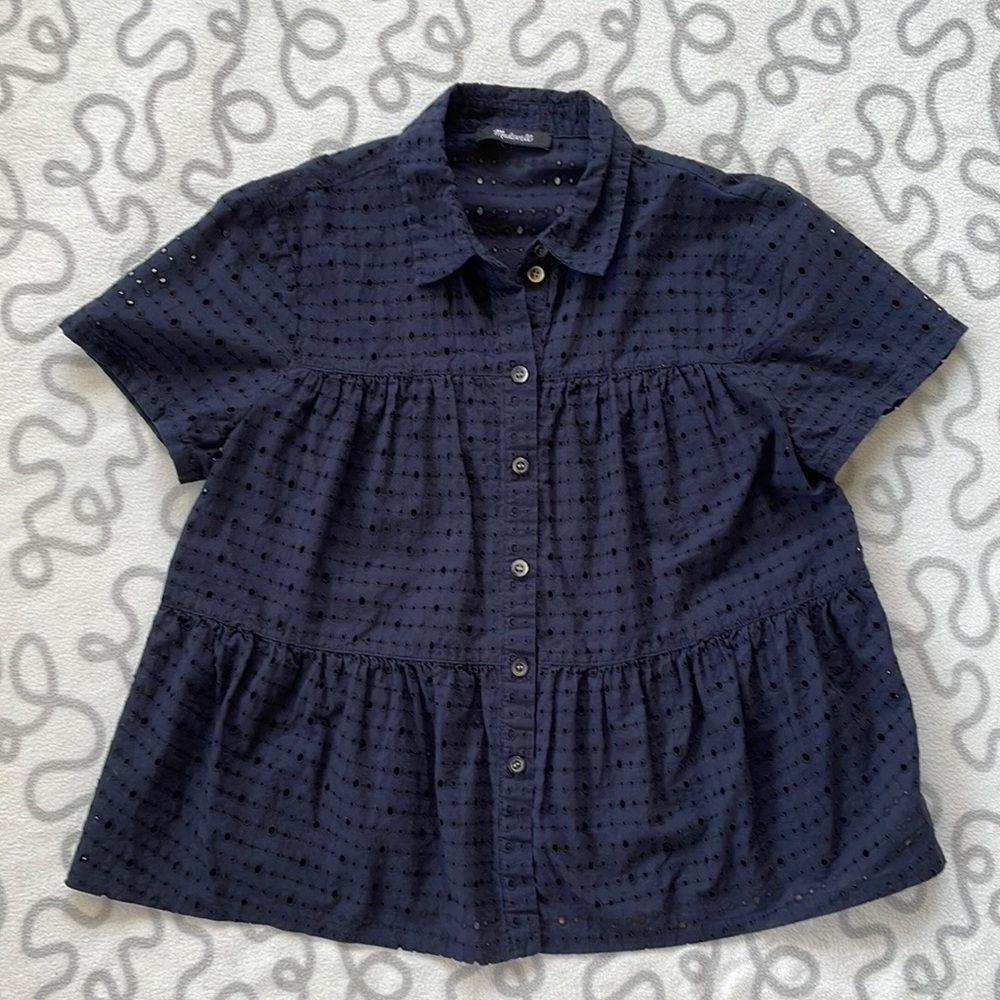 Madewell Eyelet Seamed Button-Down Shirt
